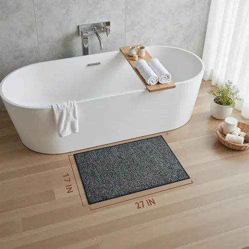 Vista 8 de PADOOR Tapetes de baño finos, trenzados para baño, tapetes de baño con parte trasera de goma antideslizante, lavables a máquina y de secado rápido