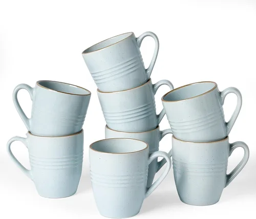 Vista 36 de Juego de Tazas de Café Famiware, Juego de 4 Tazas de 13 oz, Tazas de Gres para Café con Leche, Té Caliente, Mocha, Cacao, Capuchino, Aptas