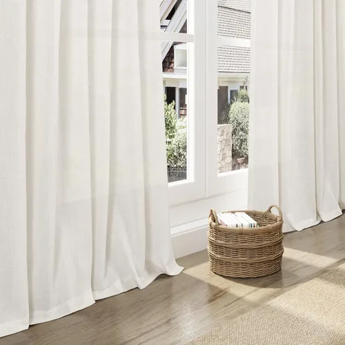 Vista 5 de Nanspring - Cortinas cortas de lino semitraslúcidas, con pestañas traseras y jareta, filtrado de luz; para cocina, ventana pequeña, sótano, Café