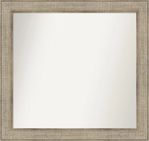 Vista 99 de Amanti Art Espejo de baño plateado para sobre fregadero, 26 x 26 pulgadas, espejo cuadrado de níquel pulido, marco de madera tradicional mediano, se
