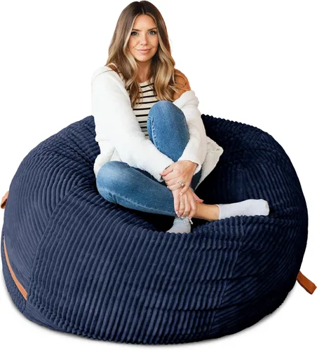 Vista 45 de Big Joe Fuf Silla Puf de Espuma de 5 Pies de Tamaño Extra Grande con Funda Extraíble para Niños, Adolescentes, Adultos, Onyx Lenox, Poliéster Tejido