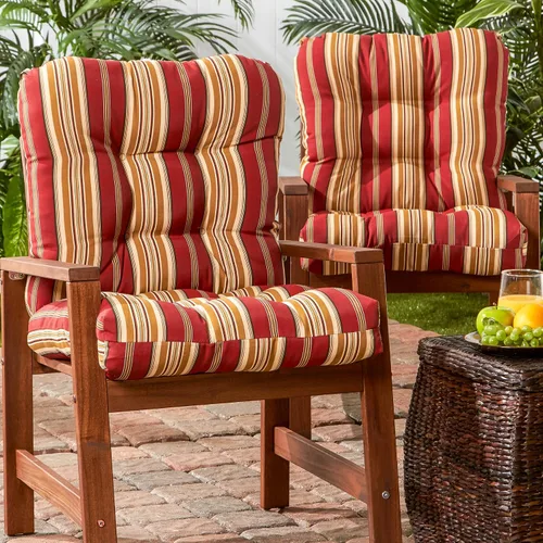 Vista 26 de Greendale Home Fashions Juego de 2 cojines de asiento y respaldo para exteriores, diseño Adobe Stripe 2