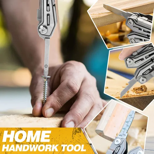 Vista 5 de BIBURY Multitools BI2043 - Alicates portátiles multiherramienta plegables con resorte con tijeras, abrelatas y destornillador, herramientas EDC