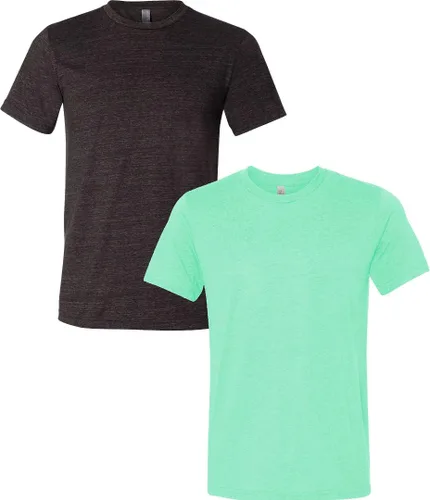 Vista 205 de Bella Canvas 3413c para hombre (1) Triblend verde + (1) Triblend rojo