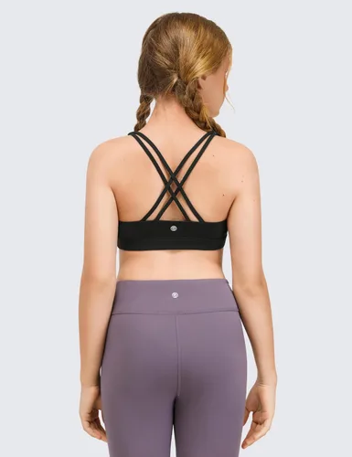 Vista 2 de CRZ YOGA Butterluxe - Brasier deportivo con tirantes delgados y cuello redondo, para yoga, para adolescentes, cómodo, para danza