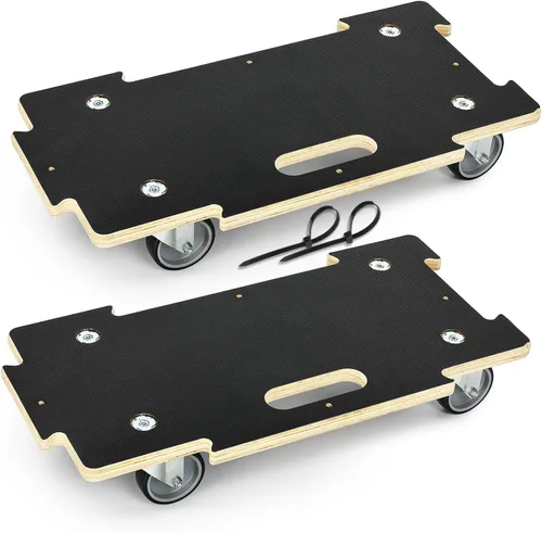 Vista 10 de Plataforma rodante rectangular de madera resistente con asa - Capacidad de 441 libras, ruedas TPR de 3 pulgadas, transportador multifuncional