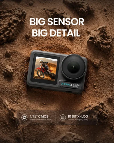Vista 2 de Paquete de batería dual Xtra Pro - Sensor de 1/1.3", resistente al agua de 65 pies, batería de 216 minutos, video nocturno de 4K/120fps, seguimiento