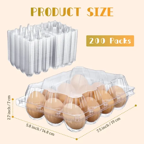 Vista 2 de Zubebe 200 Piezas Cartones de Huevos de Plástico Transparente - Bandeja Vacía a Granel para Pollos que Sostiene de Forma Segura para Granja Negocio