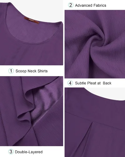 Vista 5 de Gaharu Blusa casual sin mangas para mujer, de doble capa, estilo casual, con vuelo