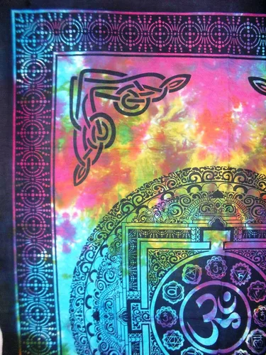 Vista 3 de Traditional Jaipur Om - Póster artístico para pared, tapiz hippie, decoración de dormitorio indio, arte de pared bohemio, colgante de pared