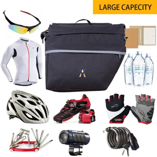 Vista 6 de Bolsa de Alforja para Bicicleta - Bolsa de Bicicleta de 30L con Borde Reflectante, Resistente al Agua, Bolsas de Asiento Trasero para Bicicleta