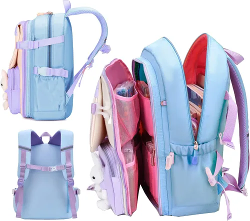 Vista 3 de Gazigo Mochila para niñas, escuela primaria, mochila de conejito para niñas, linda mochila para niños y jardín de infantes preescolar, Only Mochila