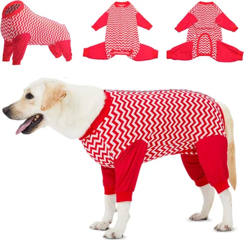 Vista 7 de LovinPet Traje de recuperación para perros, cuidado abdominal antilamidas para perros grandes y medianos, collar alternativo poscirugía, rayas azul