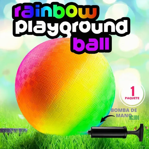 Vista 5 de PlayBolt Rainbow Playground Ball - Pelota inflable de goma de 8.5 pulgadas (paquete de 1) para niños y adultos, juegos en interiores y exteriores