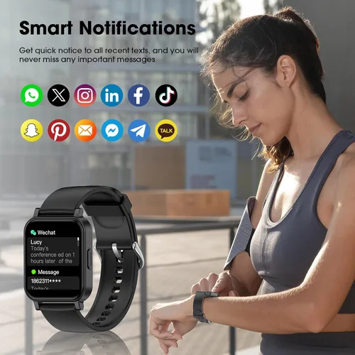 Vista 5 de Monitor de actividad física, reloj de fitness con oxígeno en sangre, monitor de presión arterial y frecuencia cardíaca, contador de calorías