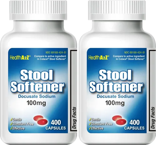 Vista 7 de Suavizante de heces HealthA2Z® Docusato sódico 100 mg Cápsulas rojas Alivio confiable y suave para el estreñimiento (100