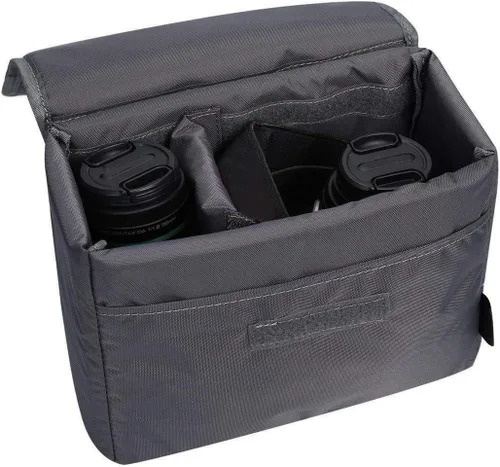 Vista 4 de S-ZONE - Bolsa impermeable a prueba de golpes y plegable para lentes de cámara, para Canon, Nikon Gris
