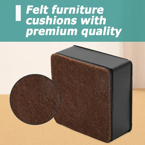 Vista 4 de Muretnze - 8 elevadores de cama autoadhesivos negros para muebles, cuadrados de acero al carbono resistente, elevadores de sofá que añaden 1.181 in
