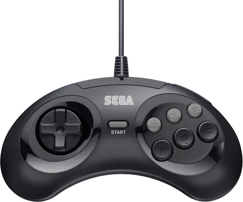 Vista 2 de Retro-Bit Official Sega Genesis USB Controller 6-Button Arcade Pad for Sega Genesis Mini, PS3, PC, Mac, Steam, Switch - USB Port - (Black)