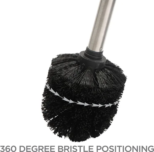 Vista 5 de Bath Bliss Cepillo de inodoro y soporte Tapa con cierre automático Cabezal de cepillo de 360 grados Limpieza del baño Tamaño compacto