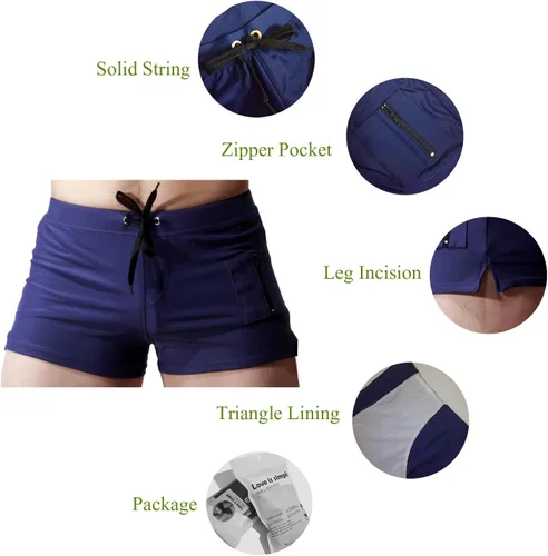 Vista 3 de TONLEN Mens Swimwear Short Swim Trunks with Zipper Pocket