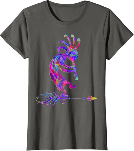 Vista 9 de Native American Kokopelli With Feather 2 - Camiseta Fan Fun, Negro, S