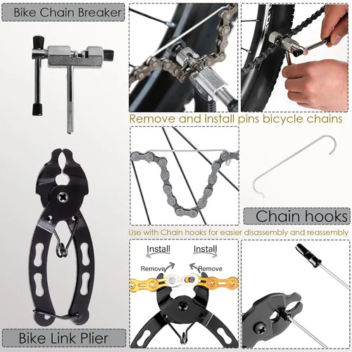 Vista 3 de Kit de herramientas para bicicleta, 8 herramientas profesionales de reparación de bicicletas para bicicleta de montaña con extractor de casetes 3