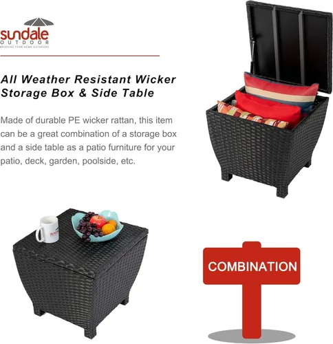 Vista 6 de Sundale Outdoor Caja de Almacenamiento Pequeña para Terraza con Tapa, Contenedor de Almacenamiento Exterior Pequeño de 13 Galones para Mangueras