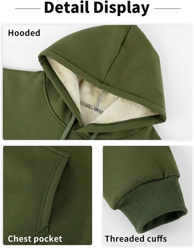 Vista 6 de Gihuo Sudadera de forro polar con cuello redondo y forro polar para hombre 02 Ejército