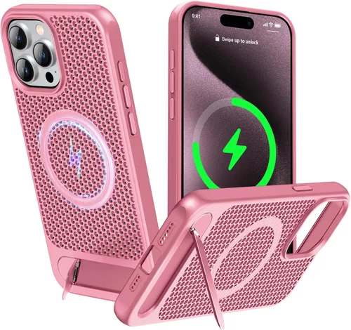Vista 13 de Funda magnética de disipación de calor para iPhone 13 Pro Max, para MagSafe, protección contra caídas Coolingf, funda con función atril ajustable