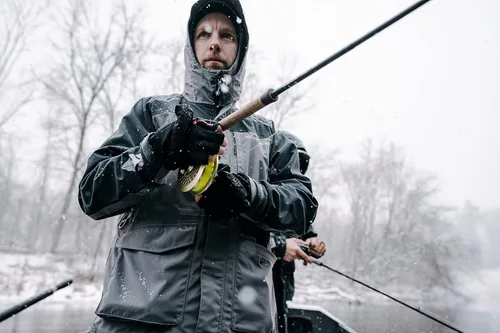Vista 7 de Whitewater Great Lakes - Chaqueta de pesca impermeable y resistente al viento con nailon Ripstop