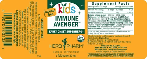 Vista 9 de Herb Pharm Kids Fórmula Herbal Vengador Inmune Certificado-Orgánico Sin Alcohol, 1 Onza