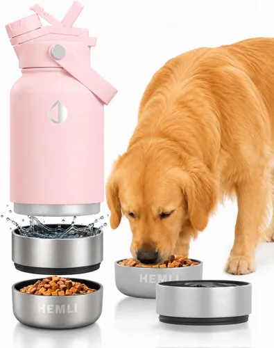 Vista 11 de Botella de agua para perros, botella de agua de viaje aislada para perros, dispensador de botellas de agua para mascotas de acero inoxidable