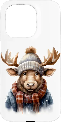 Vista 14 de Cute Moose with Winter Hat & Scarf Case for iPhone 17