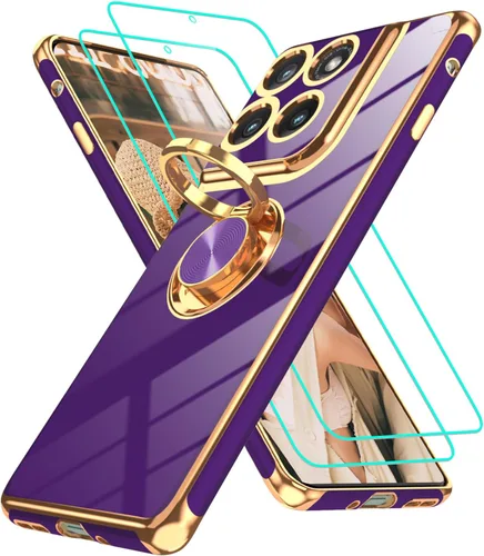 Vista 295 de Funda para Motorola Moto G 5G 2024: Funda Moto G Play 5G 2024 con 2 piezas de protectores de pantalla, soporte de anillo de rotación de 360°