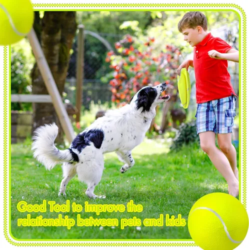 Vista 2 de Sratte 6 pelotas de tenis grandes gigantes para perros de 9.5 pulgadas, pelotas inflables de juguete para perros grandes para entrenamiento