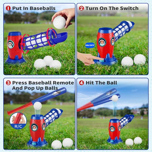 Vista 6 de LZZAPJ Juegos de T-Ball para Niños de 5-8 años, Juego de Tee Ball con Bat de Béisbol de Plástico, Juegos Deportivos y al Aire Libre para Pequeños