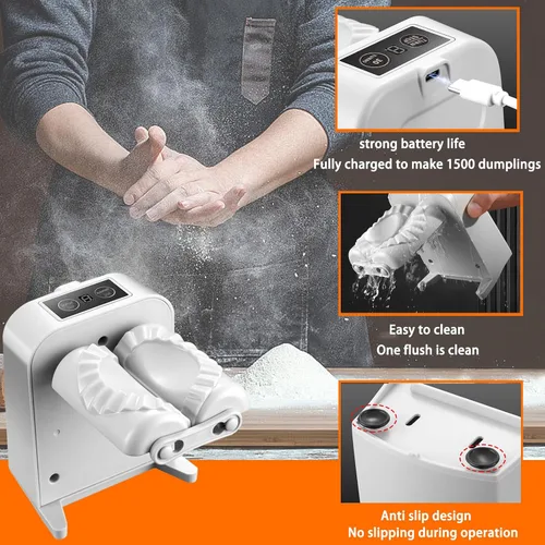 Vista 7 de Máquina Automática de Hacer Dumplings Sameme, Fabricante de Dumplings Eléctrico, Prensa de Empanada Removible con 2 Herramientas de Prensado