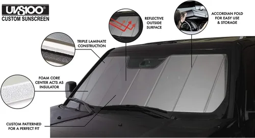Vista 3 de covercraft uvs100 – Serie calor Shield Custom parabrisas Parasol para Jaguar XJ (material laminado, Plata)