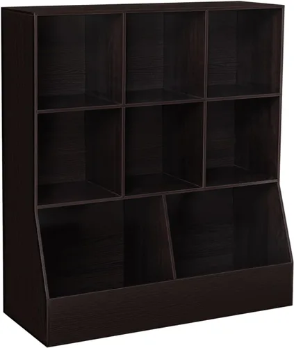 Vista 17 de DINZI LVJ Organizador de almacenamiento para juguetes, estantería para niños, gabinete de almacenamiento de juguetes de madera, estantería
