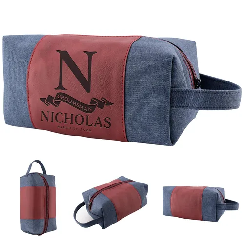 Vista 17 de Regalos personalizados para padrinos de boda, bolsas de aseo personalizadas para hombres, regalos de padrino de boda, Beige, Diseño #1, Juego de 3