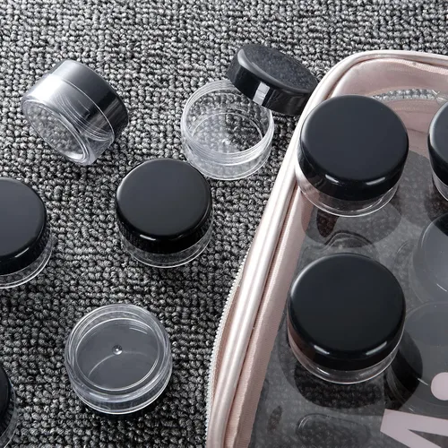 Vista 6 de 100 recipientes vacíos de muestra, 20g, 0.7 onzas, tarros de cosméticos transparentes con tapas, tarros de maquillaje de plástico para cosméticos