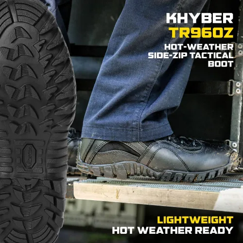 Vista 3 de TACTICAL RESEARCH TR Khyber TR960Z Botas tácticas con cremallera lateral para hombre Negro