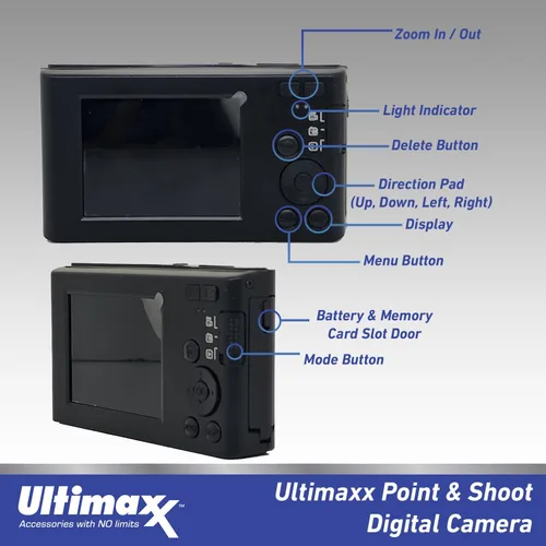 Vista 6 de Ultimaxx Cámara digital compacta de 44 MP con zoom digital de 16X, 2.4 LCD de enfoque automático Vlogging YouTube Point & Shoot Cámara digital