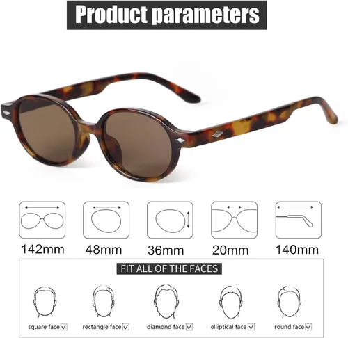 Vista 6 de ADE WU Lentes de sol ovalados de moda para mujer, estilo retro vintage de los años 90, lindos lentes de sol pequeños