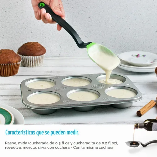 Vista 6 de Dreamfarm Supoon - Cuchara de cocina antiadherente para raspar silicona, para servir, mide 0.2 fl oz de cucharadita y 0.5 fl oz de cucharada, 11