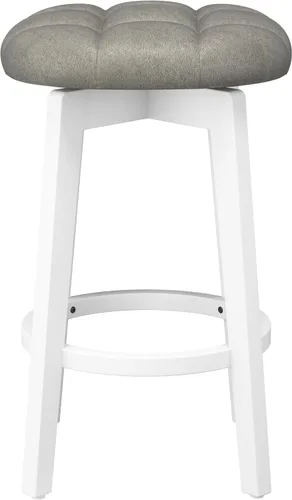 Vista 11 de Hillsdale Muebles Odette Taburete giratorio de madera sin espalda, color blanco