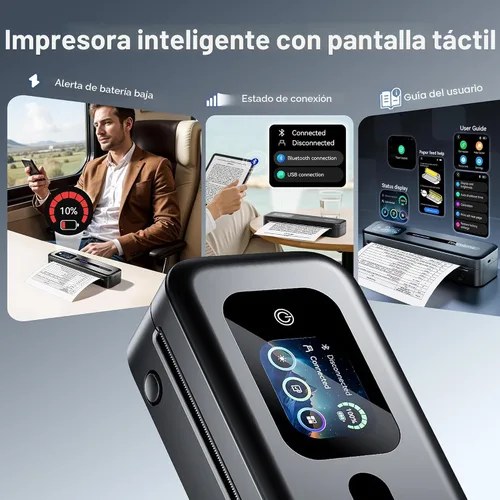 Vista 3 de Phomemo M832D Pantalla táctil Impresora portátil sin tinta térmica Negro