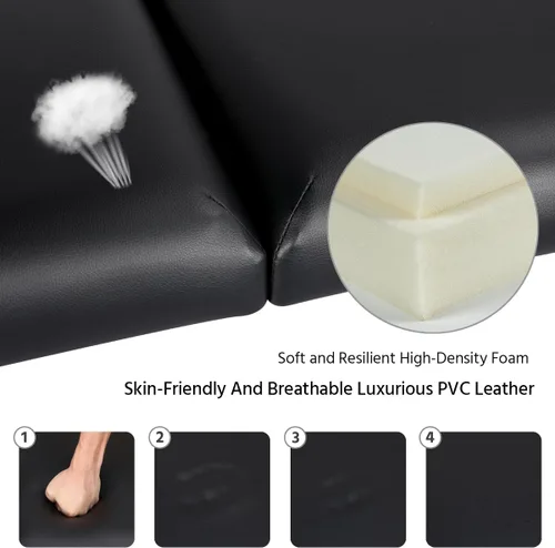 Vista 5 de Yaheetech Mesa de masaje plegable de aluminio con taburete rodante, cama de masaje portátil, taburete de cama de spa, silla giratoria ajustable