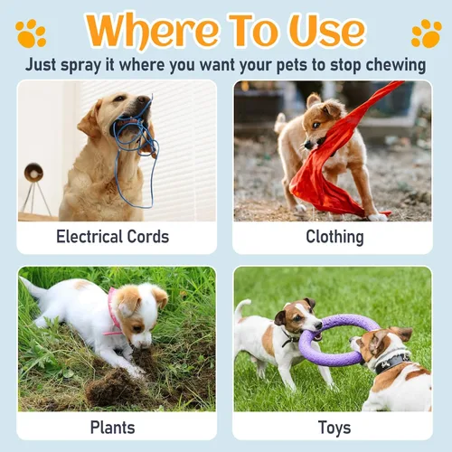 Vista 6 de Spray sin masticar para perros, spray de manzana amarga para perros a masticar lejos, ayuda para el comportamiento de entrenamiento de gatos
